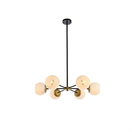 

Briggs 30 inch pendant in black and brass with white shade