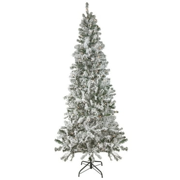 Northlight 6' Pre-Lit Slim Flocked Pine Artificial Christmas Tree, Clear Lights