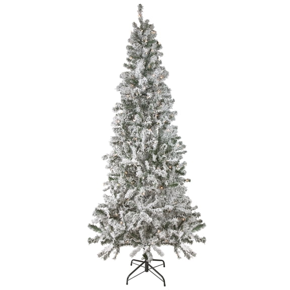 Northlight 6' Pre-Lit Slim Flocked Pine Artificial Christmas Tree, Clear Lights