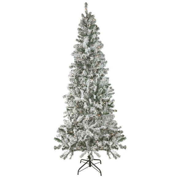 Northlight 6' Pre-Lit Slim Flocked Pine Artificial Christmas Tree, Clear Lights