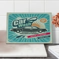 thumbnail image 2 of Retro Cutting Board, Retro Car Wash Auto Service Repair Poster Style Art in Vintage Color Classic Design, Decorative Tempered Glass Cutting and Serving Board, Small Size, Multicolor, by Ambesonne, 2 of 5