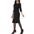 thumbnail image 4 of MODA NOVA Business Elegant Wear-to-Work Dresses for Juniors Boat Neck Half Sleeve Pleated Midi Dress, 4 of 5