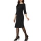 thumbnail image 4 of INSPIRE CHIC Vestido de Mujer con Cuello Barco, Manga Corta, Plisado, Elegante, Midi, 3XL, Negro, 4 of 5