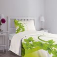 thumbnail image 5 of Ambesonne Green Quilted Bedspread Set 2 Pcs, Blooming Fantasy Flora, Twin Size, Apple Green White, 5 of 6