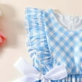 thumbnail image 6 of Yammkia Dress Girls Baby Summer Flying Sleeves Smocked Blue Pink Plaid Smocked Dress Summer Clothes Bow at Waist 6 9 12 18 24 Months 2T 3T 4T (Blue,Size 2-3 Years), 6 of 9