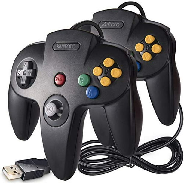 2 Pack Classic N64 Usb Controller Kiwitata Retro N64 Bit Usb Wired Pc Controller Joystick For Windows Xp 7 8 10 Mac Retro Pie Black Walmart Com Walmart Com