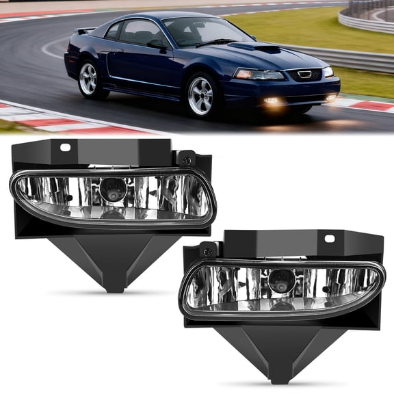 Nilight Fog Lights Assembly Compatible with 1999 2000 2001 2002 2003 2004 Ford Mustang 1999-2004 Mustang Fog Lamp Replacement Clear Lens w/12V 880 27W Bulbs