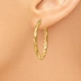 thumbnail image 3 of FB Jewels 14K Yellow Gold Polished & Satin Twisted Hoop Earrings, 3 of 4
