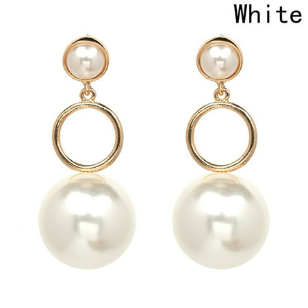 Fancyleo Exquisite Simulated Pearl Wedding Beads Big Earrings for Women Drop Dangle Earring Jewelry Boho Best Lady Fashion for Women and