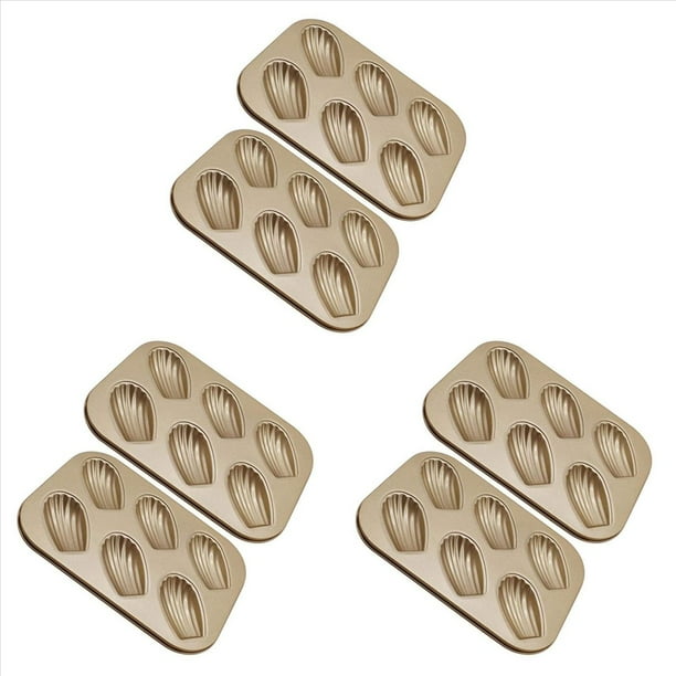 6 Paquetes Molde de Pasteles del Molde de Madeleine, Utensilios para Hornear Madeline de Carcasa Resistente Antiadherente para Hornear (Dorado)