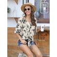 thumbnail image 4 of Anygrew Womens Tops Summer Blouses V Neck Batwing Sleeve Tops Tie Knot Chiffon Button Down Casual Blouse, 4 of 9