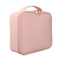 thumbnail image 2 of Estuche de maquillaje de material cuero PU Soporte para herramientas cosméticas Fácil de llevar con divisores ajustables para accesorios de tocador Rosado Macarena Bolso de peluquería, 2 of 8