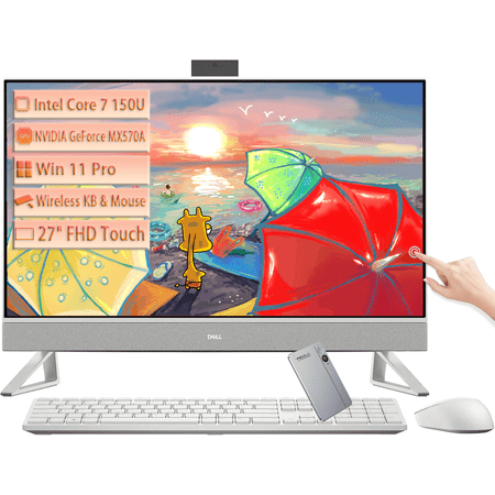 Dell Inspiron 7730 All in One Desktop PC, 27" FHD Touchscreen, Intel 10-Core 7 150U, NVIDIA GeForce MX570A, 32GB RAM, 1TB SSD, Wi-Fi 6E, Wireless KB & Mouse, Windows 11 Pro