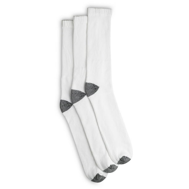 Harbor Bay by DXL Big and Tall Men's Continuous Comfort Crew Socks, White, Fits Sizes 1316