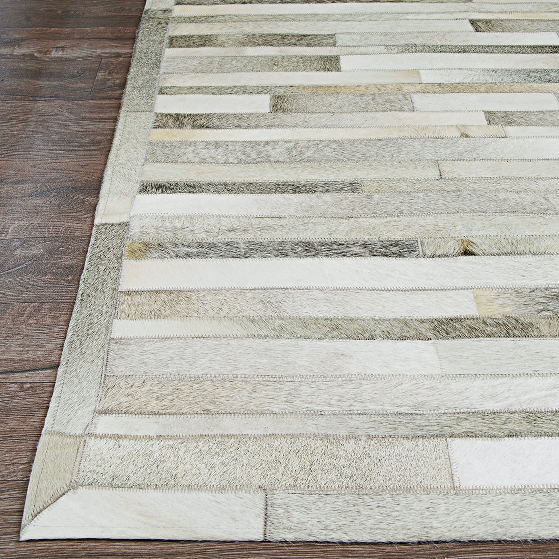 Couristan Chalet Plank 8' X 11'4" Grey-Ivory Handmade Cowhide Rug