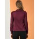 thumbnail image 5 of Blusa De Satén De Manga De Encaje Semitransparente Frontal Con Botones Y Cuello De Lazo Elegante Para Mujer Borgoña S, 5 of 6
