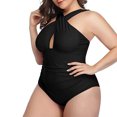 thumbnail image 4 of Womens Front Cross Plus Size One Piece Swimsuits Tummy Control Keyhole Bathing Suits Swimwear, 4 of 6