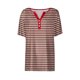 thumbnail image 5 of Camiseta de Manga Corta para las Mujeres con Cuello en V de Impresión de Rayas con Botón, Blusa Casual para el Hogar Y Diario, 5 of 5
