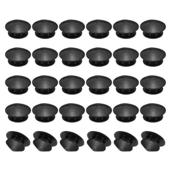 Uxcell 8mm Diameter Silicone Round Snap, 30 Pcs in Type Locking Plug Wide Fit for 8-9mm Hole, Black