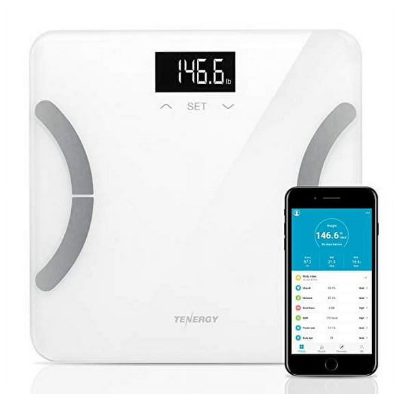 Tenergy Vitalis Weight Scale, Bluetooth Connected APP Scale, High Precision BMI Scale with Large Easy Read Backlit LCD, Body Scale, Max Weight 400 pounds (iOS/Android)