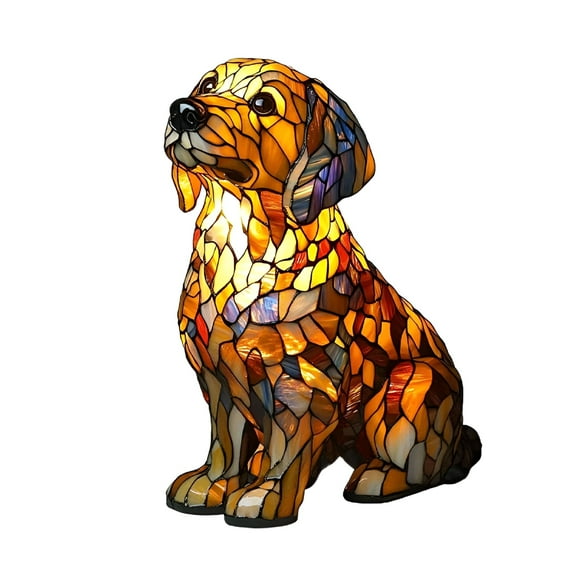 LAMIRO Golden Retriever Lamp,Retro Stained Resin Tabletop Night Light,Vintage Animal Night Light,Dog Series Art NightLights,3D Cute Pet Dogs Themed Led Table Lamps,Gifts for Pet Lovers