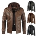 thumbnail image 5 of guisaled Faux Pu Leather Jacket Men Full Zip Motorcycle Jacket Waterproof Windproof Moto Vintage Bomber Jackets with Hood Valentines Day s, 5 of 6