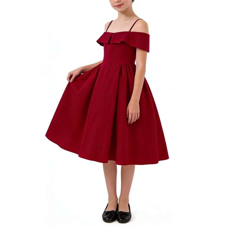 red party dresses for teenagers SHEIN Teen Girls' Red Summer Elegant Satin Party Dress,Woven Square Neck Ruched Puff Sleeve Cinched Waist Mid-Length,Casual For Weddings,Bridesmaids,Dances