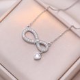 thumbnail image 4 of Elegant Crystal Heart Infinity Wedding Pendant Necklace for Women Stainless Steel CZ Love Charm Link Choker Chain Adjustable Necklaces Dainty Engagement Promise Jewelry 18", 4 of 12