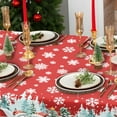 thumbnail image 4 of Oval Christmas Tablecloth 60x84 Inch, Farmhouse Red Snowman Snowflake Christmas Table Cloth, Polyester Waterproof Wrinkle Resistant Xmas Table Cover for Holidays Kitchen Dinning Table Home Decor, 4 of 6