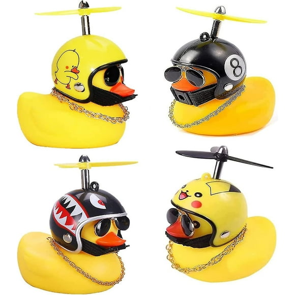 4 Pcs Duck Bike Bell Novelty Helmet Yellow Duck Bike Bell Cute Rubber Duck Kids Bike Horn,car Interior Decoration Accessories,bicycle,motorcycle Kids