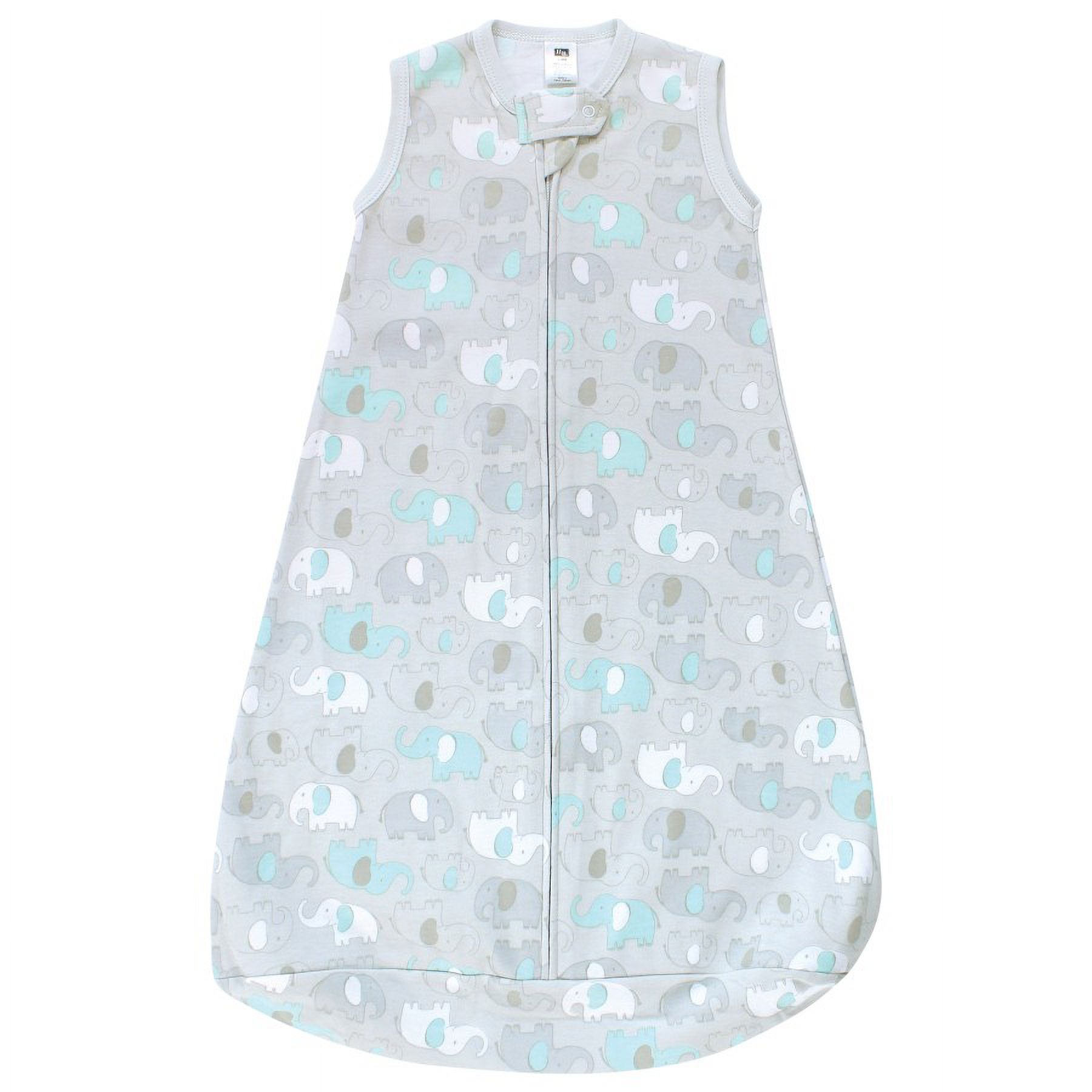 Hudson Baby Cotton Sleeveless Wearable Sleeping Bag, Sack, Blanket, Neutral New Elephant, 3-9 Months