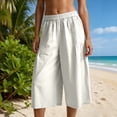 thumbnail image 2 of BUIGTTKLOP Capri Pants for Women High Waisted Cropped Lounge Pants Wide Leg Pleated Summer Capris with Pockets, 2 of 6