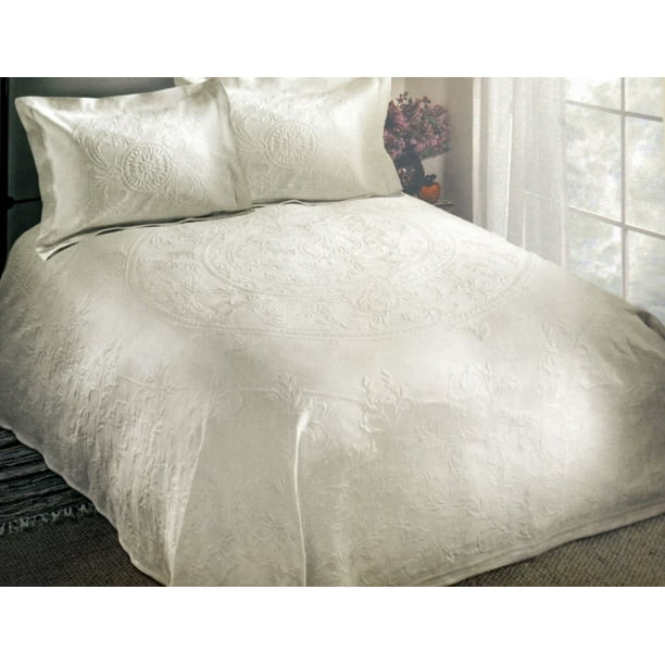 100 Cotton Jacquard Premium Matelasse Bedspread White / Full Walmart