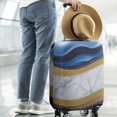 thumbnail image 2 of Blue Gold Wave Marble Pattern Luggage Cover Fashion Suitcase Cover Baggage Covers Fit 25-28 Inch Luggage (Go Travel), 2 of 5