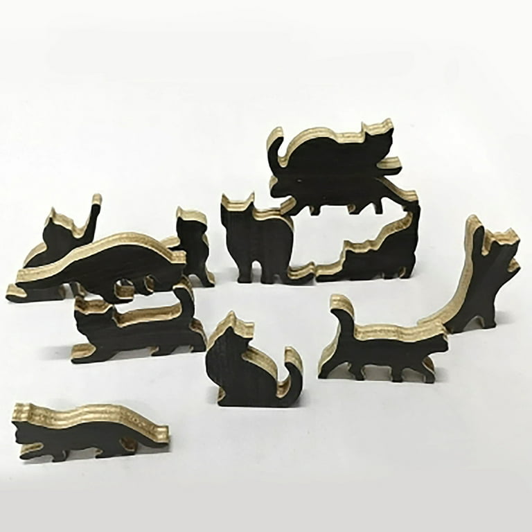 24Pcs Wooden Cat Pile Set Wooden Stacking Game Floor Game for Kids