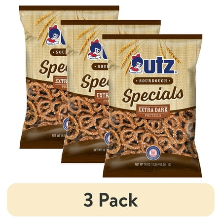 (3 pack) Utz Sourdough Special Extra Dark Pretzels, 16 oz Bag