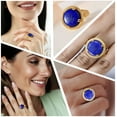 thumbnail image 2 of Promise Rings for Her - Birthstone Jewelry Statement Ring Size - 9 ION 18k Gold Plated Lapis Lazuli Unique Birthday Christmas Gifts for Women, 2 of 6