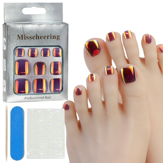 Xihbxyly En venta Uñas postizas 24 piezas de pegatinas para uñas de los pies para mujeres y niñas
