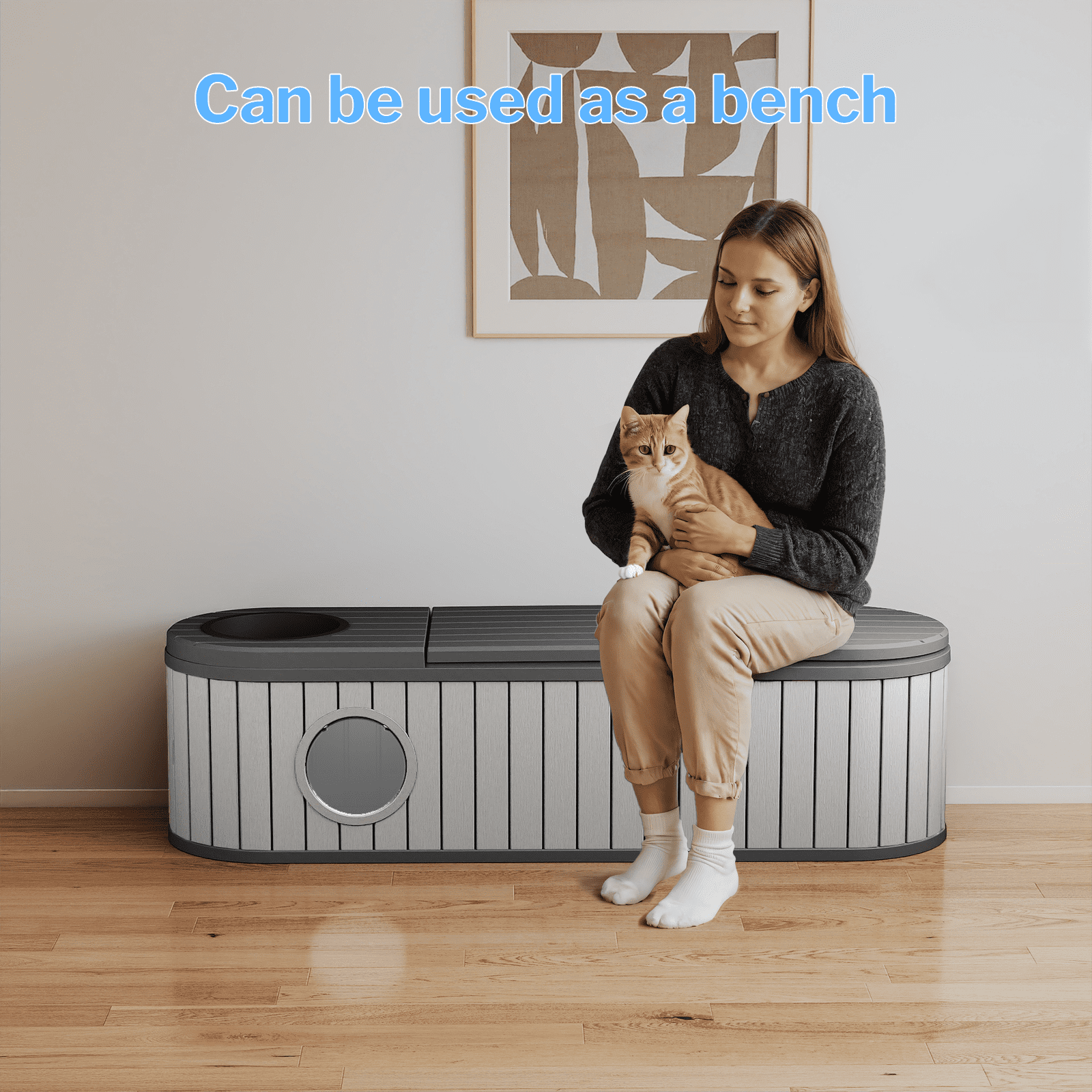 ZUCONKITCH Hidden Cat Litter Box Enclosure - Resin Furniture with Odor Control, Vented Design (Indoor/Outdoor, Black, 63.11"×17.8"×17.13")