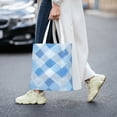 thumbnail image 6 of Canvas Bag Tote Bag Shopping Bag 16×15in Can Be Carried By Hand And Can Be Used For Daily Travel Such As Shopping And Going To Work Argyle Plaid Lightskyblue_3, 6 of 8