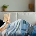 thumbnail image 3 of Animal Soft Flannel Fleece Throw Blanket, Lets Take a Shower and Time to Relax Texts and Whale Dolphin Seal Photo, Cozy Plush for Indoor and Outdoor Use, 60" x 80", Pale Blue Multicolor, by Ambesonne, 3 of 5