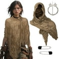 thumbnail image 2 of snilers Neck Gaiters for Men Women Medieval Renaissance Hooded Shawl Wraps Head Scarf with Brooch and Pins 3 Piece Outfits Gothic Clothes, 2 of 5
