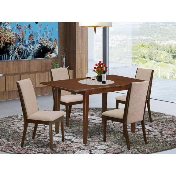East West Furniture Dining Room Set Mahogany, PSLA5-MAH-04