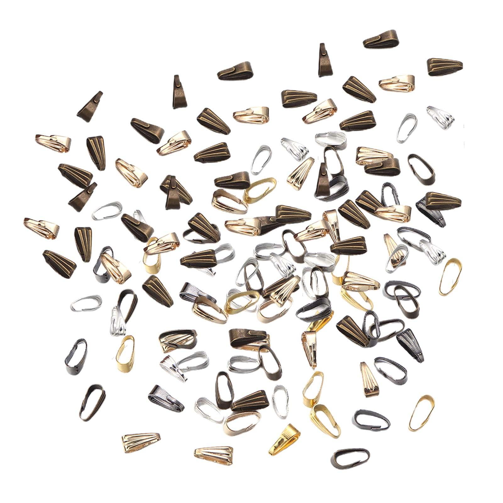 200x Pinch Bails Connectors, Metal Buckle Necklace Hooks, Jewelry