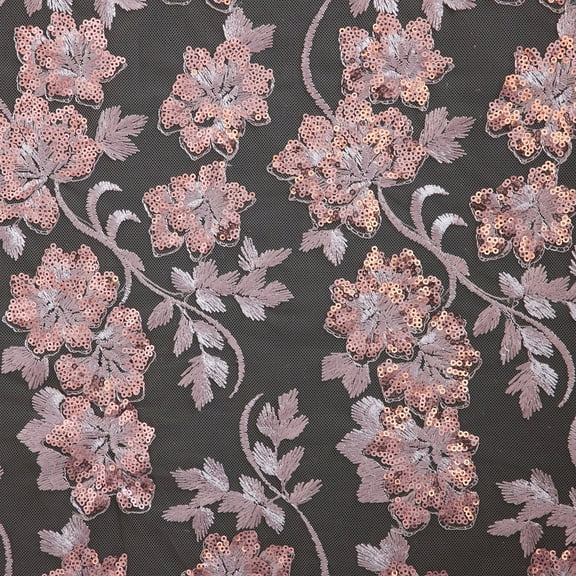 Zelouf Grape Sequin Embroidery Mesh  , Sewing, DIY, Crafts Fabric by the Yard, Mauve, 3 Yard