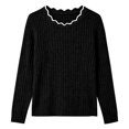 thumbnail image 5 of Bxsruta Womens Sweaters Scalloped Neck Long Sleeve Ribbed Knit Pullover Casual Tops, 5 of 8