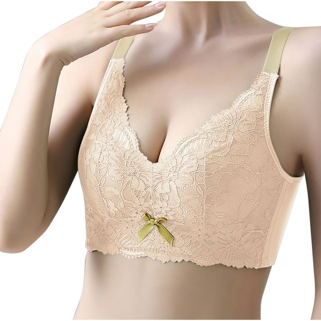Women's Plus Size Wireless Bra, Adjustable Breathable Lace Thin Cup Seamless Full Coverage Comfort Support for Everyday Wear