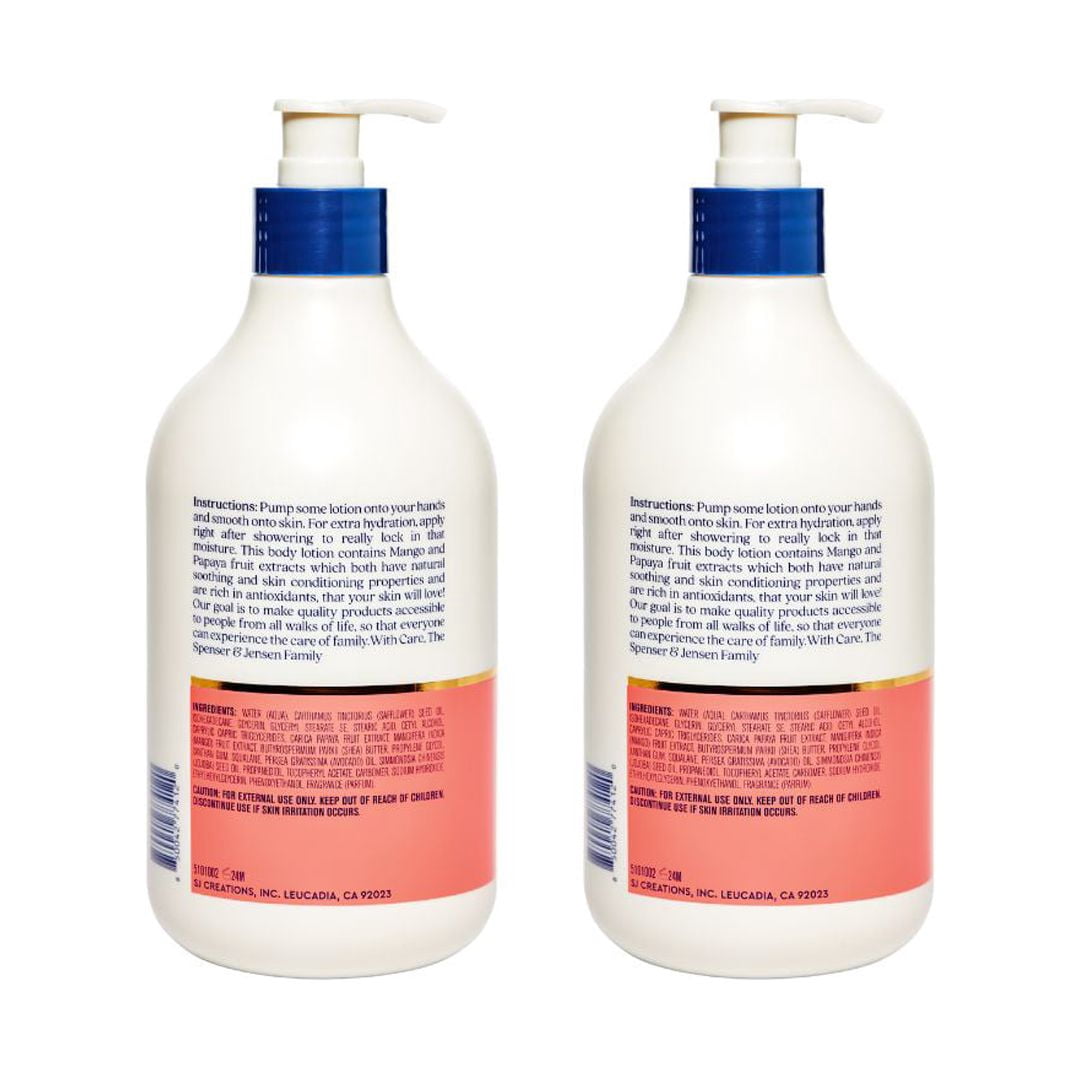Spenser & Jensen Oil-Free Mango and Papaya Body Lotion 18 Oz, 2 Pack