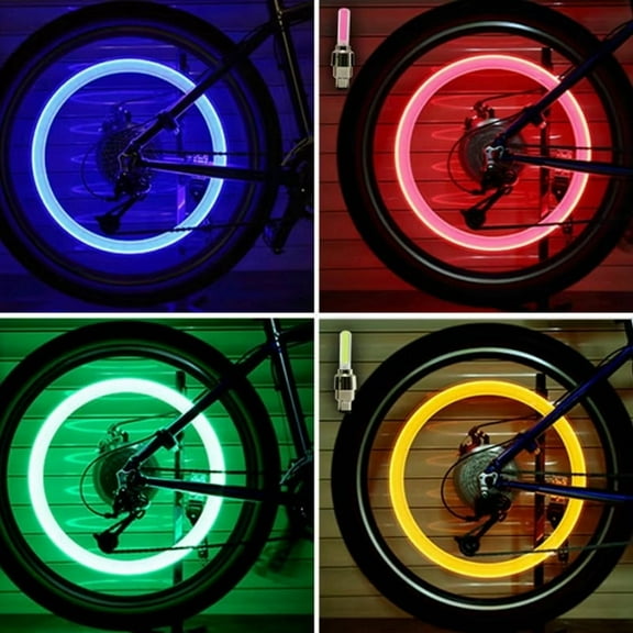 2PCS Neon Bike Spoke Lights Bicycle LED Light Tire Valve Cap Flashlight Wheel Spoke Bicycle Accessories D