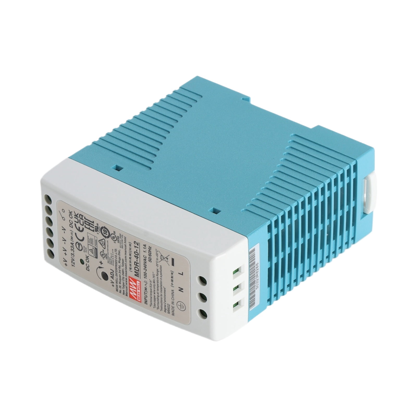 Feedannce 12V 3.33A 40W DIN Rail Power Supply, Industrial Automation, MEAN WELL MDR-40-12